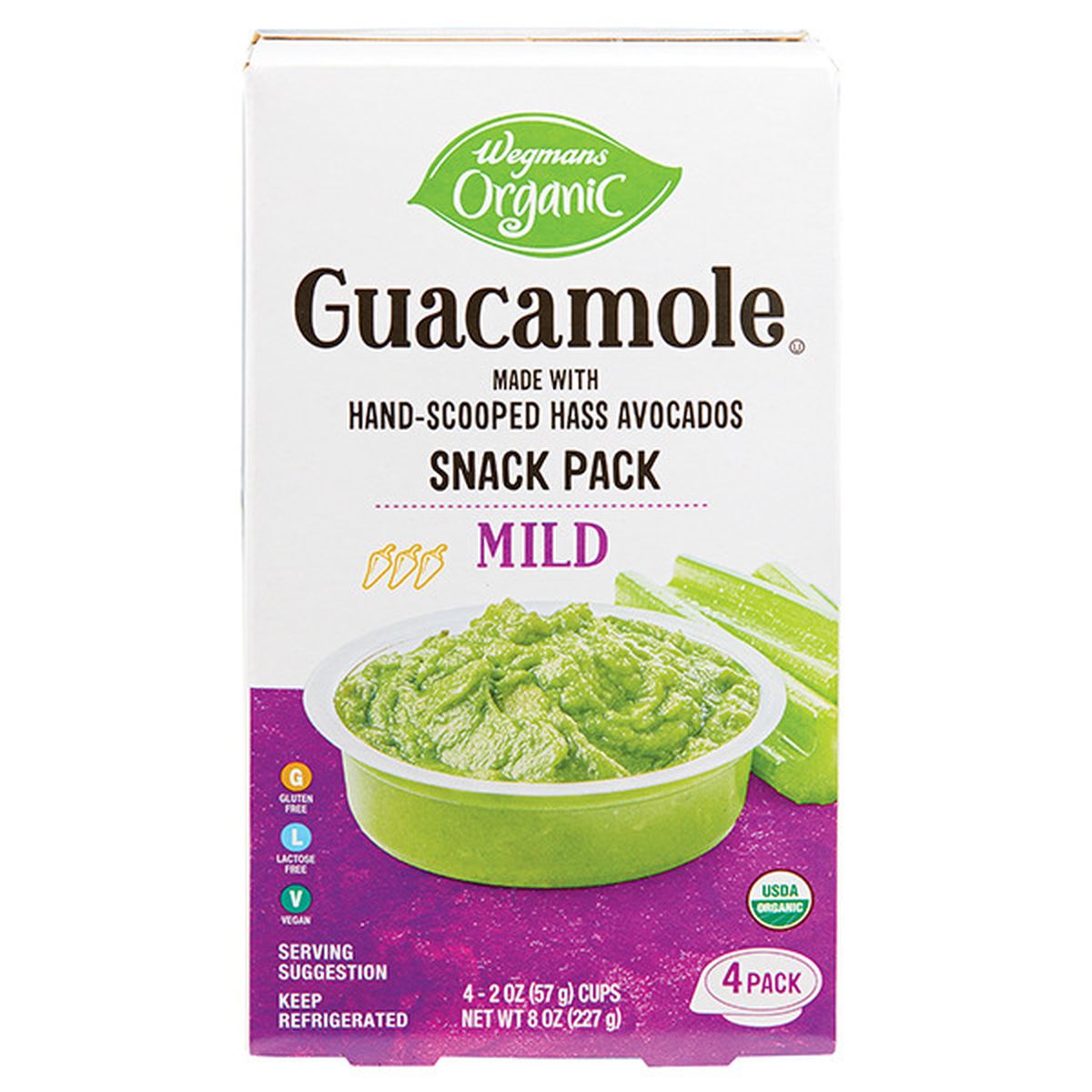 Calories in Wegmans Organic Guacamole, Snack Pack