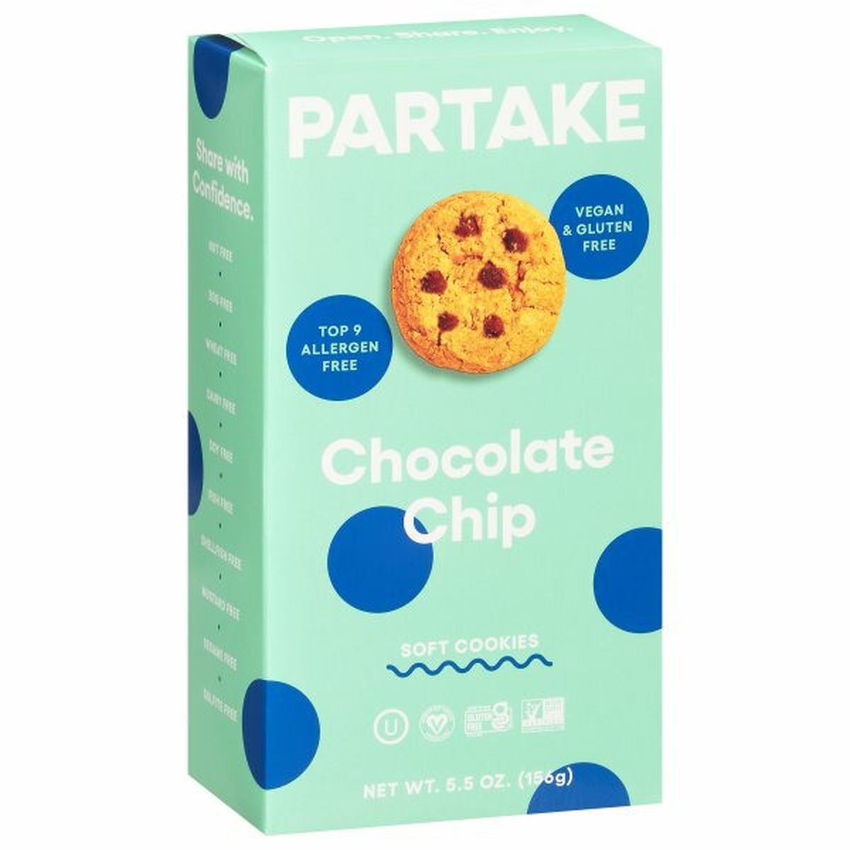 Calories in Partake Foods Cookies, Soft, Chocolate Chip