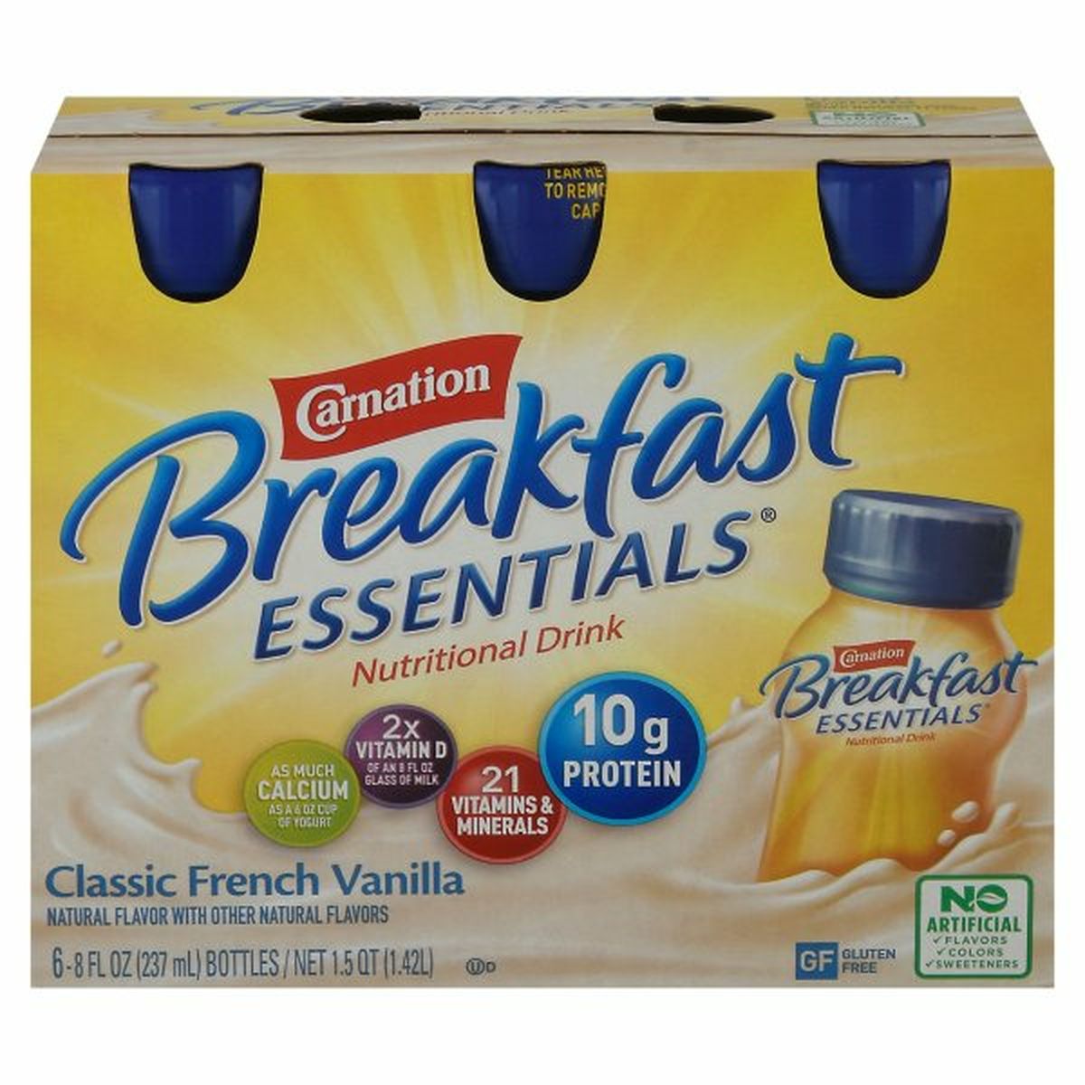 Calories in Carnation Breakfast Essentials Breakfast Essentials Nutritional Drink, Classic French Vanilla, 6 Pack