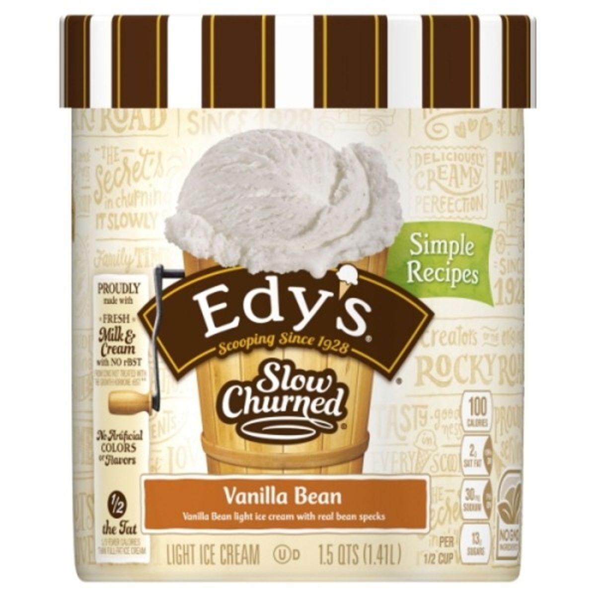 Calories in Edy's/Dreyer's Slow Churned Ice Cream, Light, Vanilla Bean