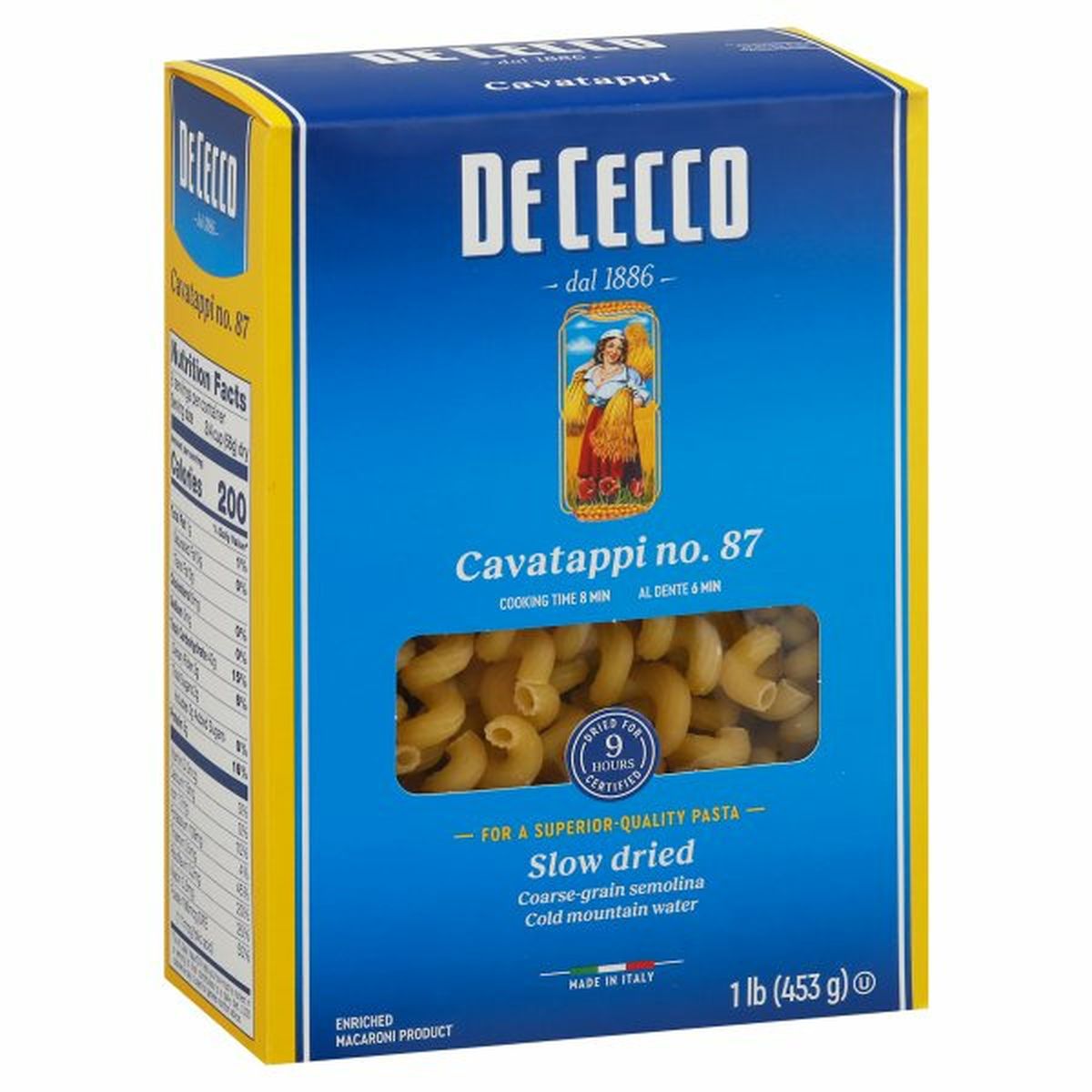 Calories in De Cecco Cavatappi, No. 87, Slow Dried