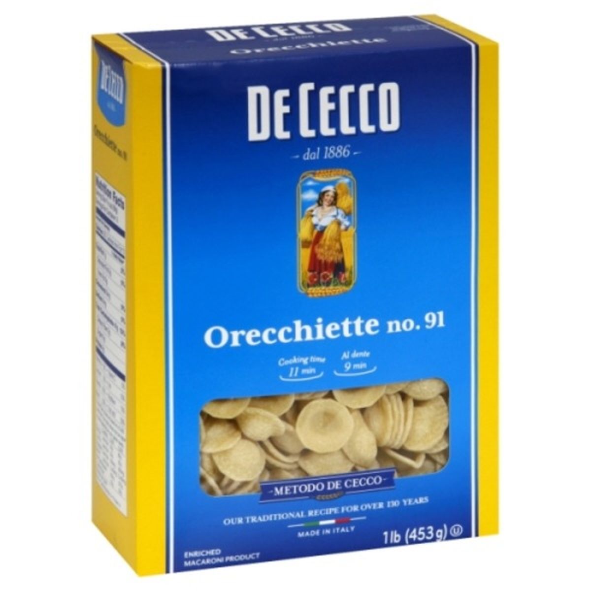 Calories in De Cecco Orecchiette, No. 91