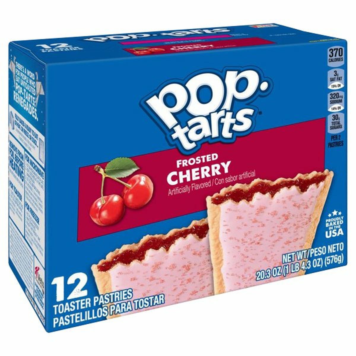 Calories in Kellogg's Pop-Tarts Toaster Pastries Breakfast Toaster Pastries, Frosted Cherry, Proudly Baked in the USA