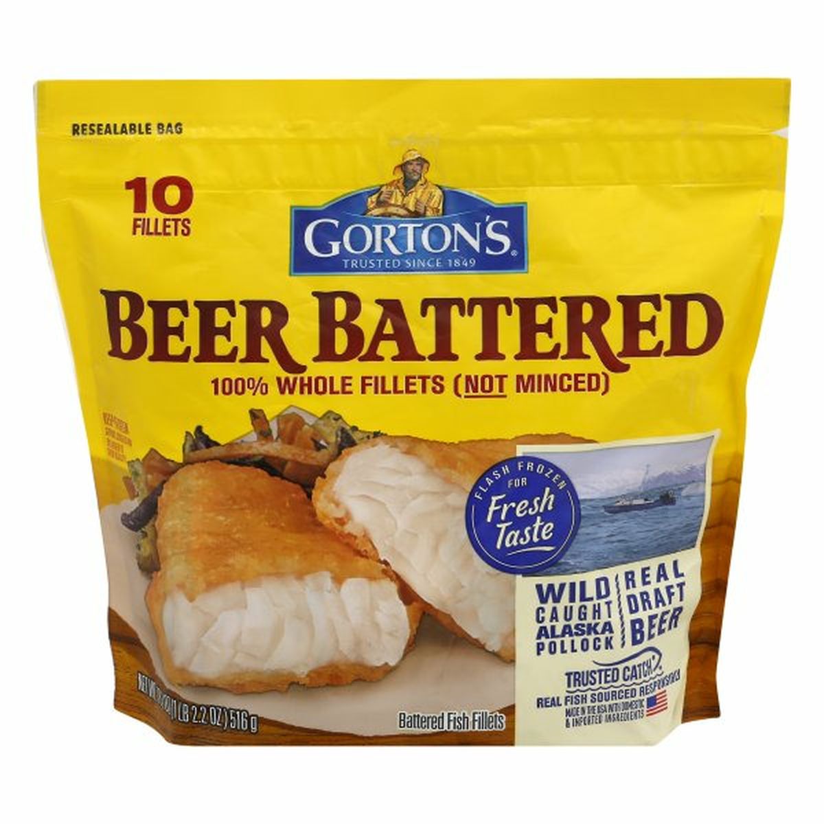 Calories in Gorton's Fish Fillets, Beer Battered