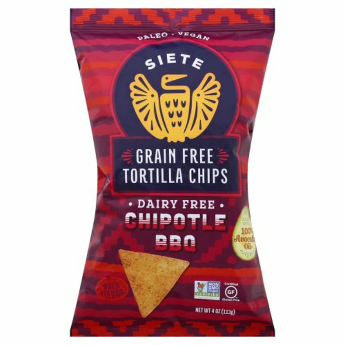 Calories in Siete Tortilla Chips, Grain Free, Dairy Free, Chipotle BBQ