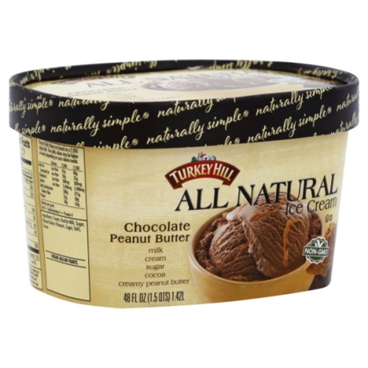 Calories in Turkey Hill Naturally Simple Ice Cream, Chocolate Peanut Butter