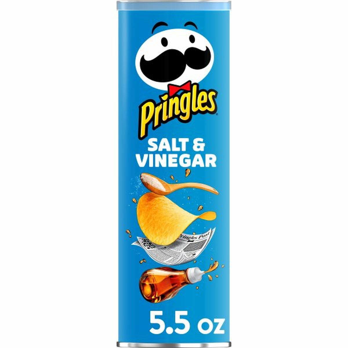 Calories in Pringles Salty Snacks Pringles Potato Crisps Chips, Salt and Vinegar, Snacks On The Go, 5.5oz