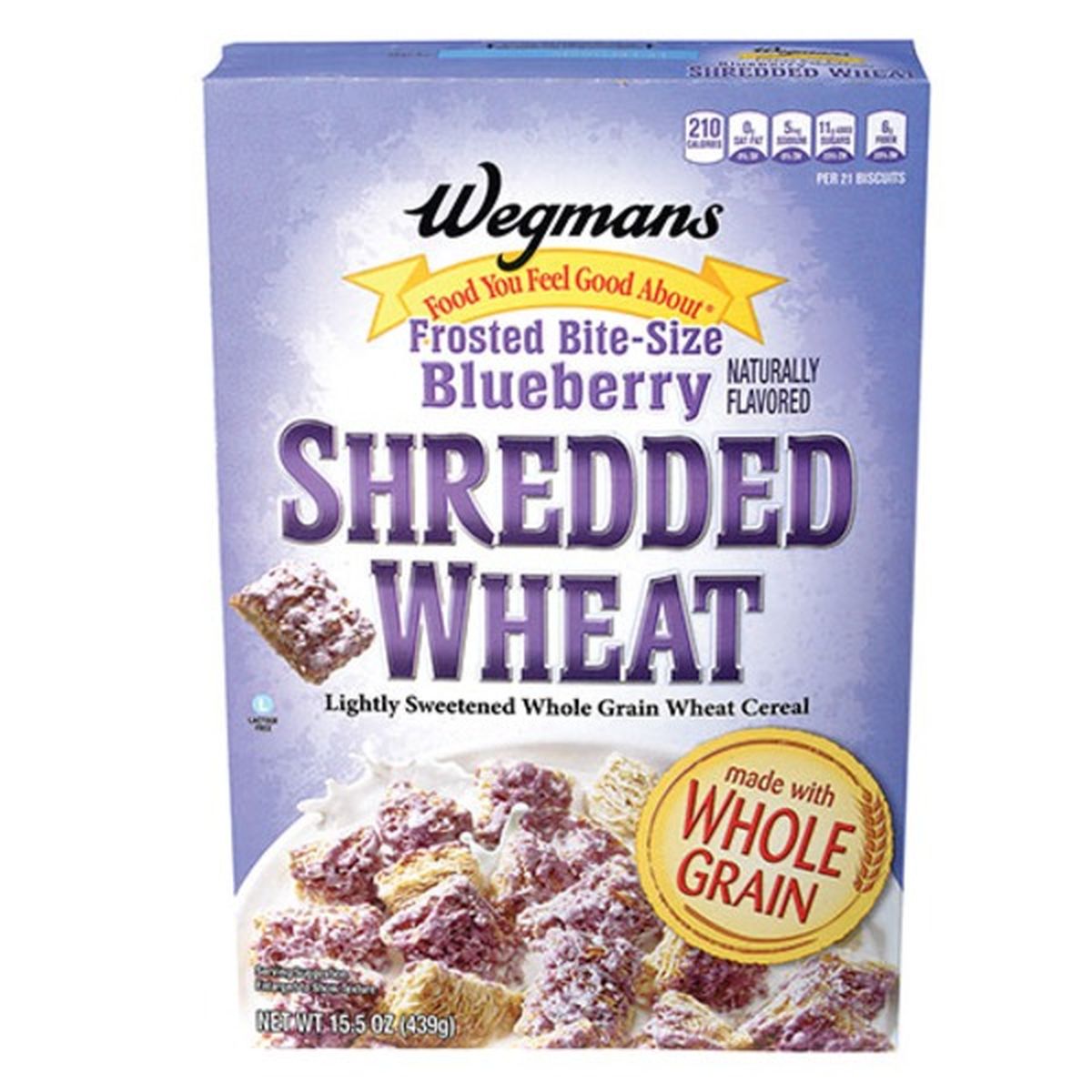 Calories in Wegmans Frosted Bite-Size Blueberry Shredded Wheat Cereal