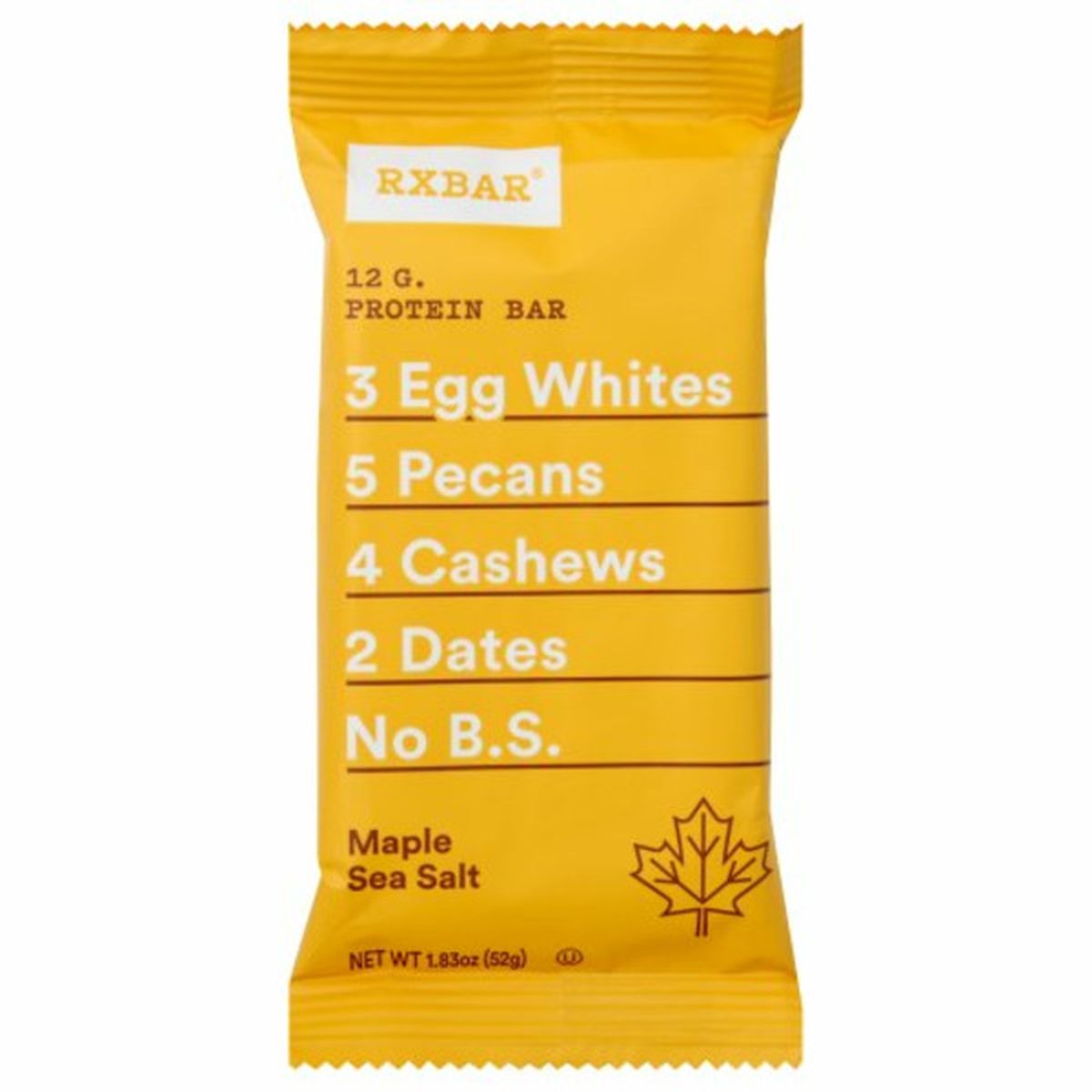 Calories in RXBAR Protein Bar, Maple Sea Salt