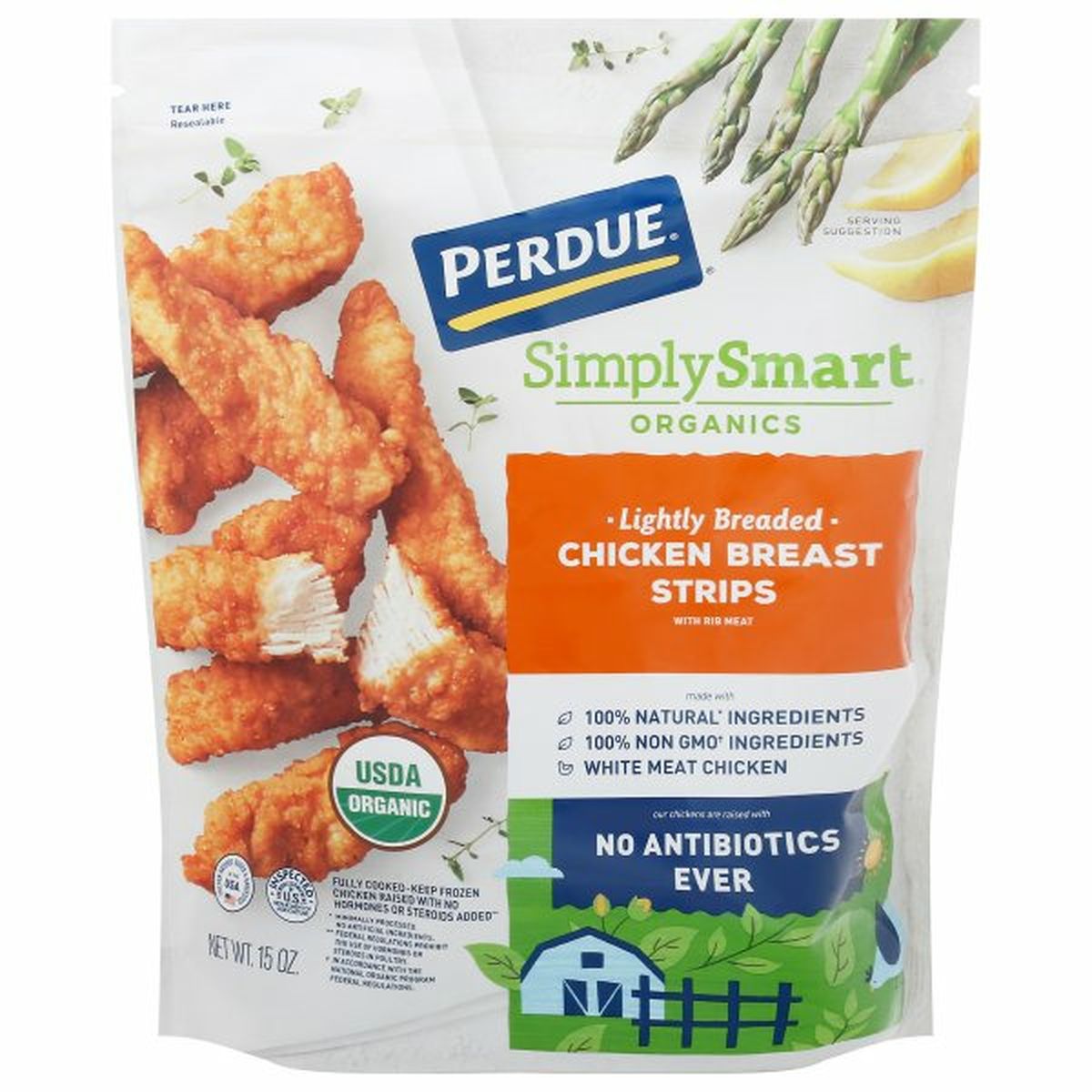 Calories in Perdue Simply Smart Chicken Breast Strips, Organic, Lightly Breaded