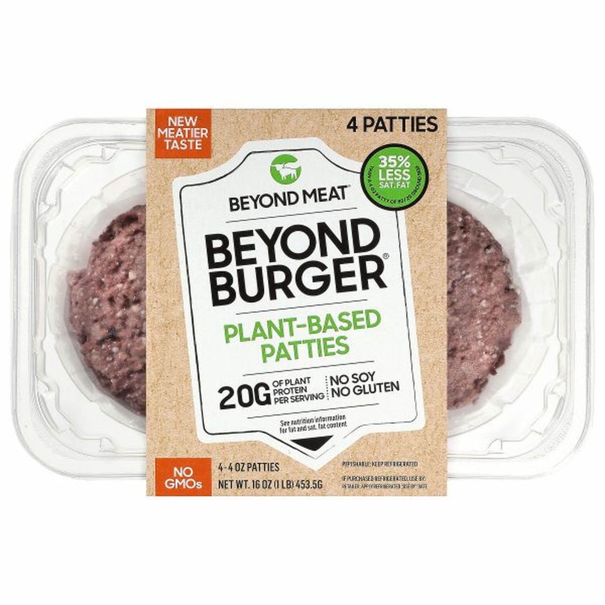 Calories in Beyond Meat Beyond Burger Patties, Plant-Based