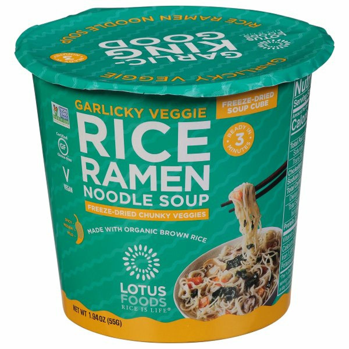 Calories in Lotus Foods Rice Ramen Noodle Soup, Garlicky Veggie, Mild