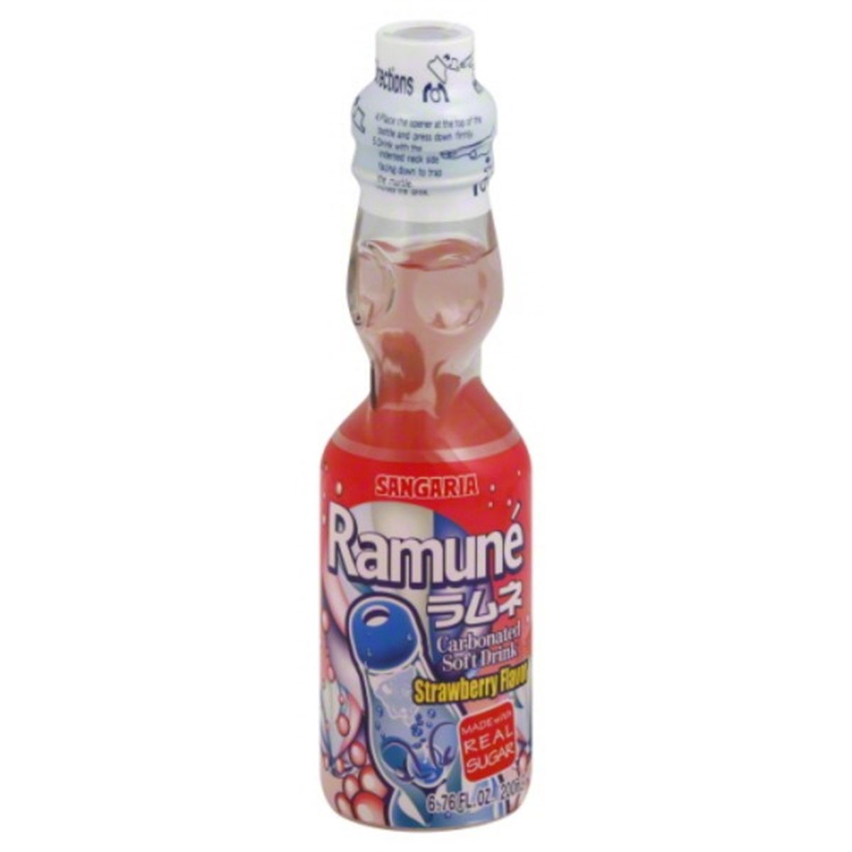 Calories in Sangaria Soft Drink, Carbonated, Ramune, Strawberry Flavor