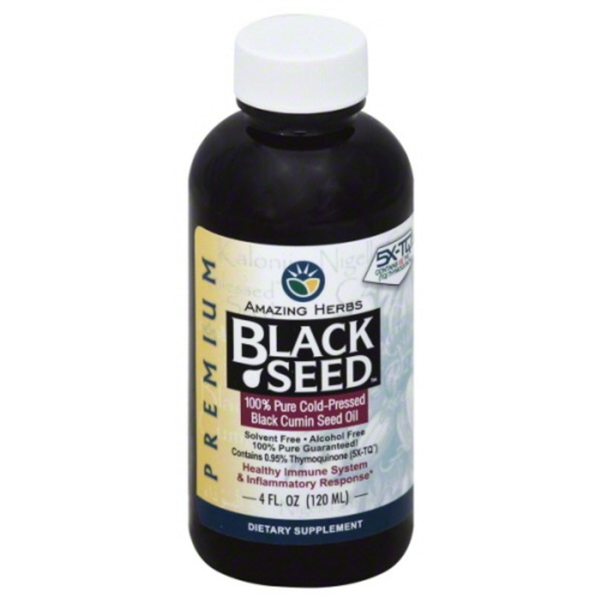 Calories in Amazing Herbs Black Seed Black Cumin Seed Oil, Premium, 100% Pure Cold-Pressed