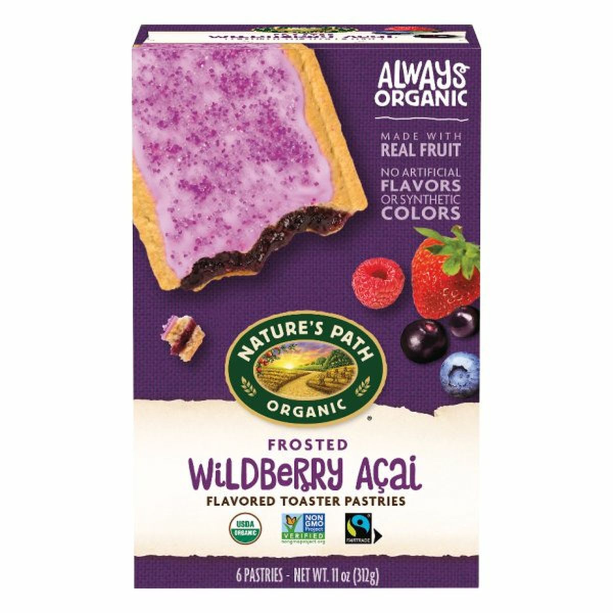 Calories in Nature's Path Toaster Pastries, Wildberry Acai Flavored, Frosted