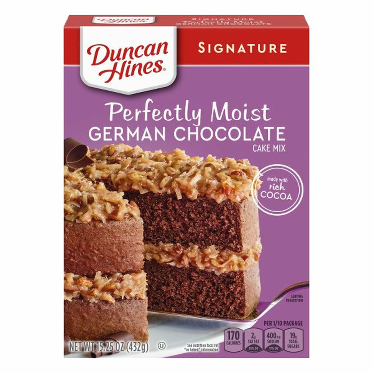 Calories in Duncan Hines Signature Cake Mix, German Chocolate, Perfectly Moist
