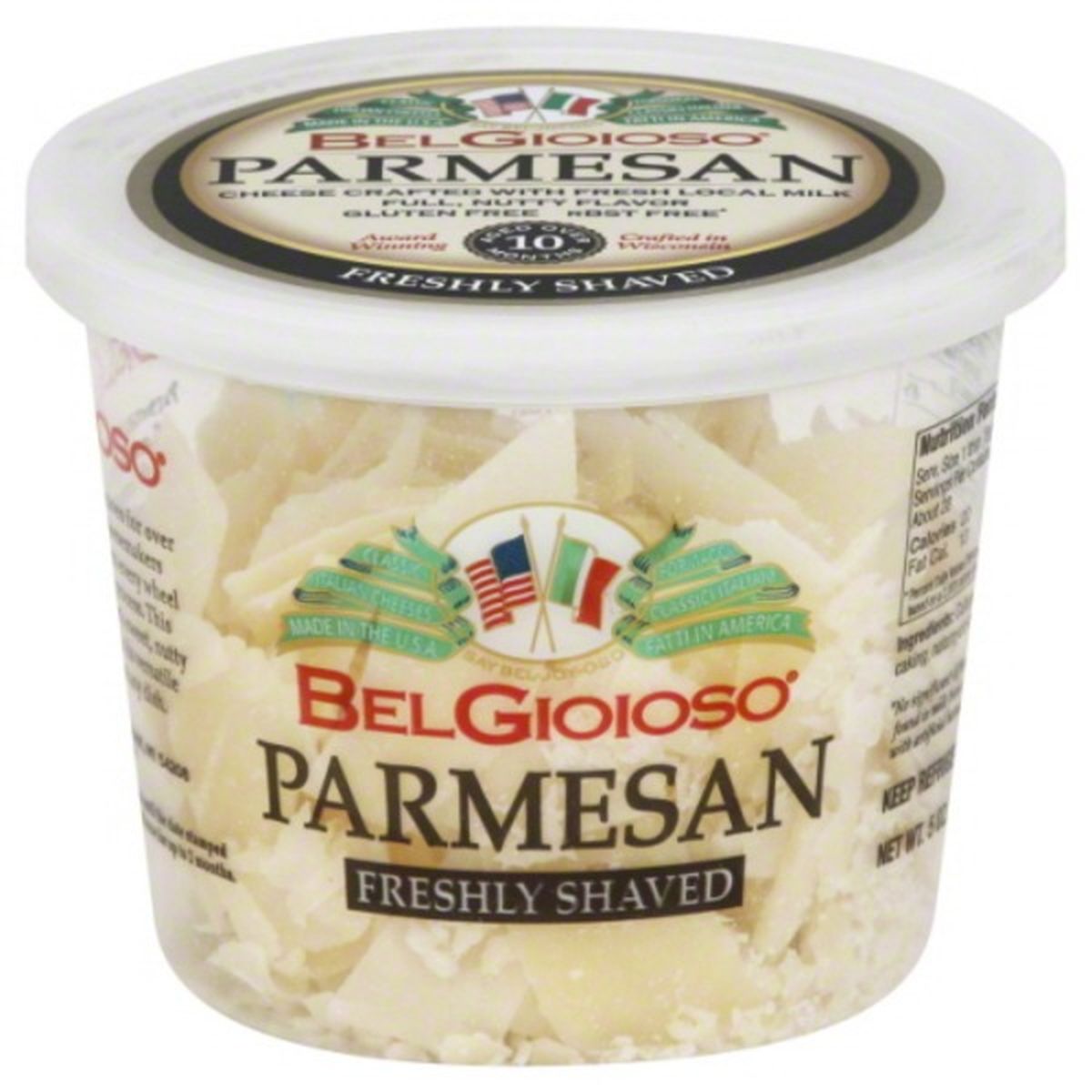 Calories in BelGioioso Freshly Shaved Parmesan Cheese