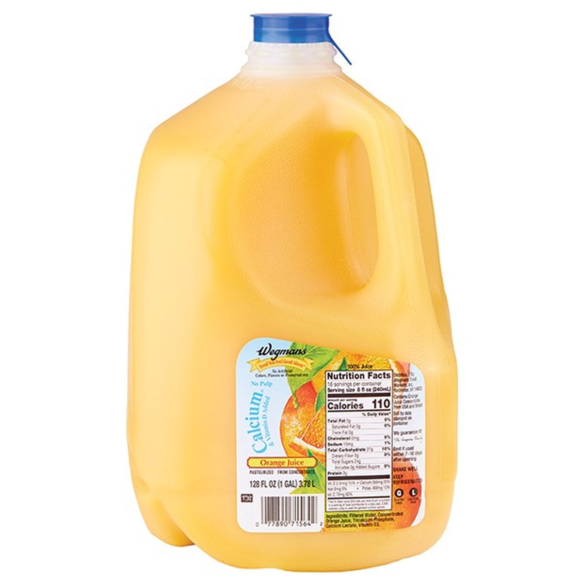 Calories in Wegmans Orange Juice, Calcium Plus Vitamin D, From Concentrate, FAMILY PACK