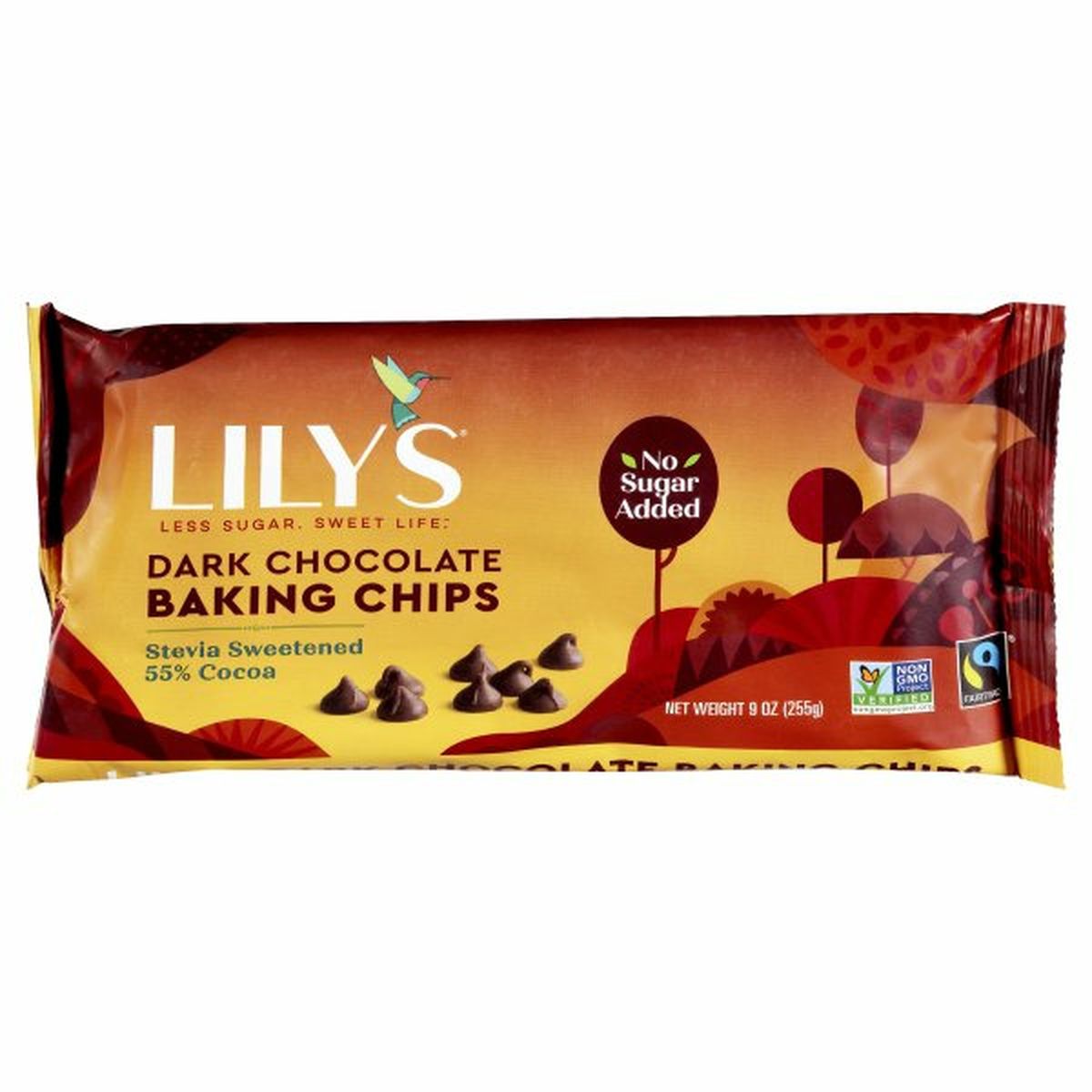 Calories in Lily's Baking Chips, Dark Chocolate, 55% Cocoa