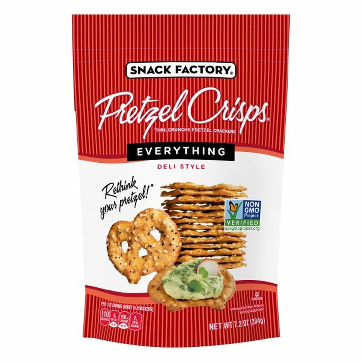 Calories in Snack Factorys Pretzel Crackers, Everything, Deli Style