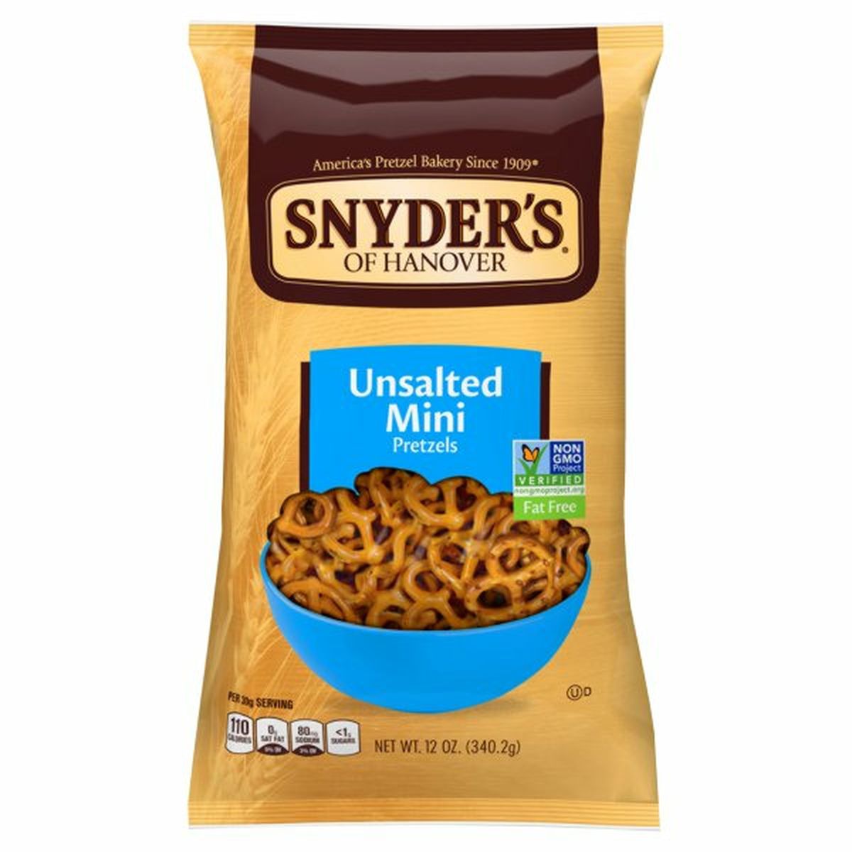 Calories in Snyder's of Hanovers Pretzels, Unsalted, Mini