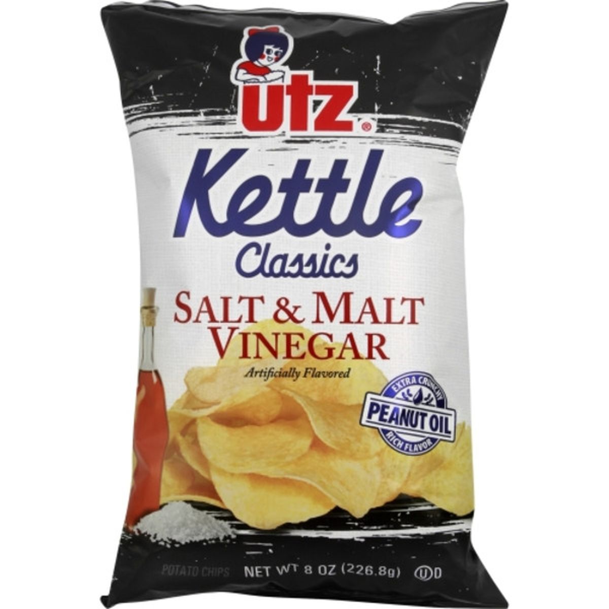 Calories in Utz Potato Chips, Kettle Classics, Salt & Malt Vinegar