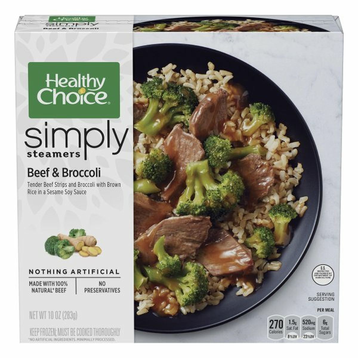 Calories in Healthy Choice Simply Steamers Beef & Broccoli