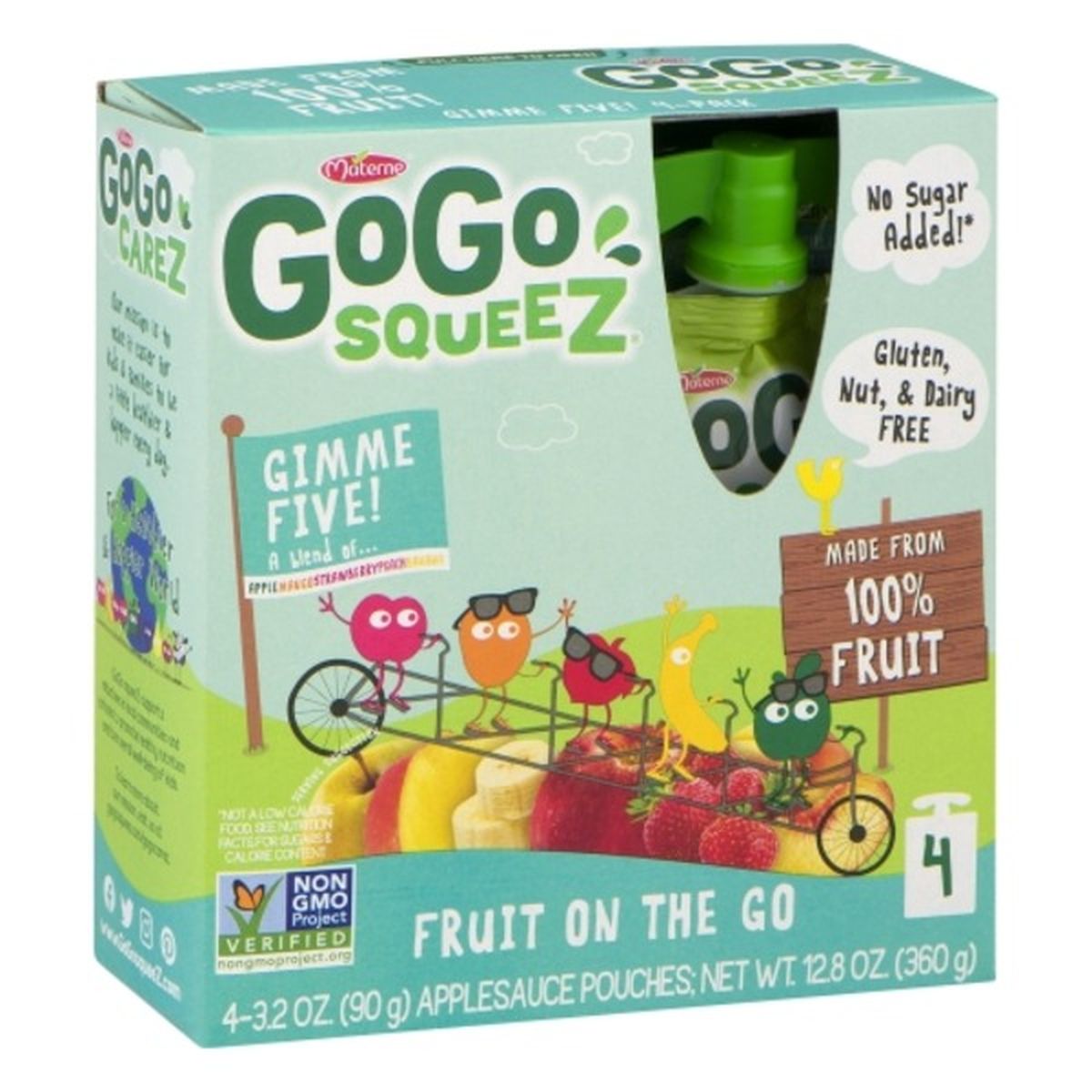 Calories in GoGo Squeez Applesauce, Gimme Five, 4 Pack