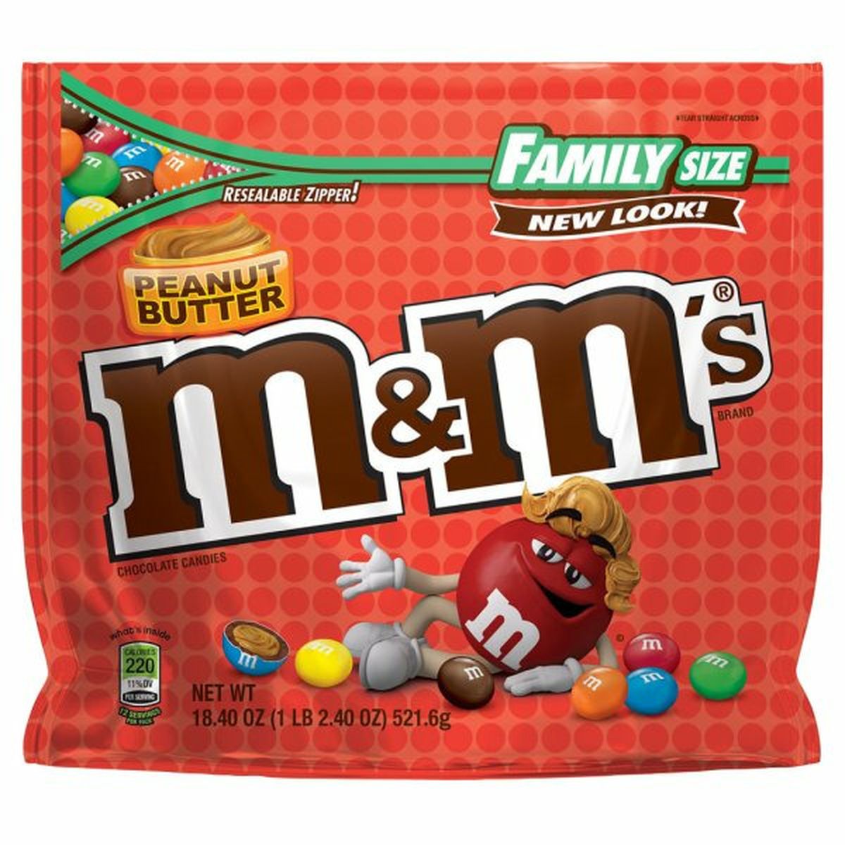 Calories in M&M's Chocolate Candies, Peanut Butter, Family Size