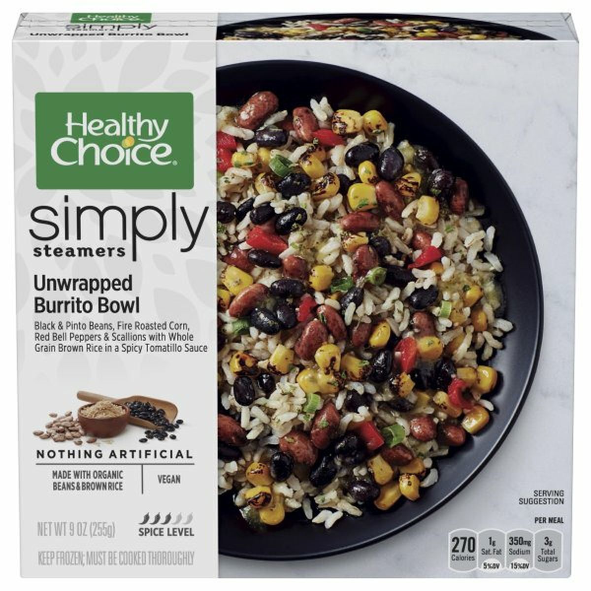 Calories in Healthy Choice Simply Steamers Unwrapped Burrito Bowl