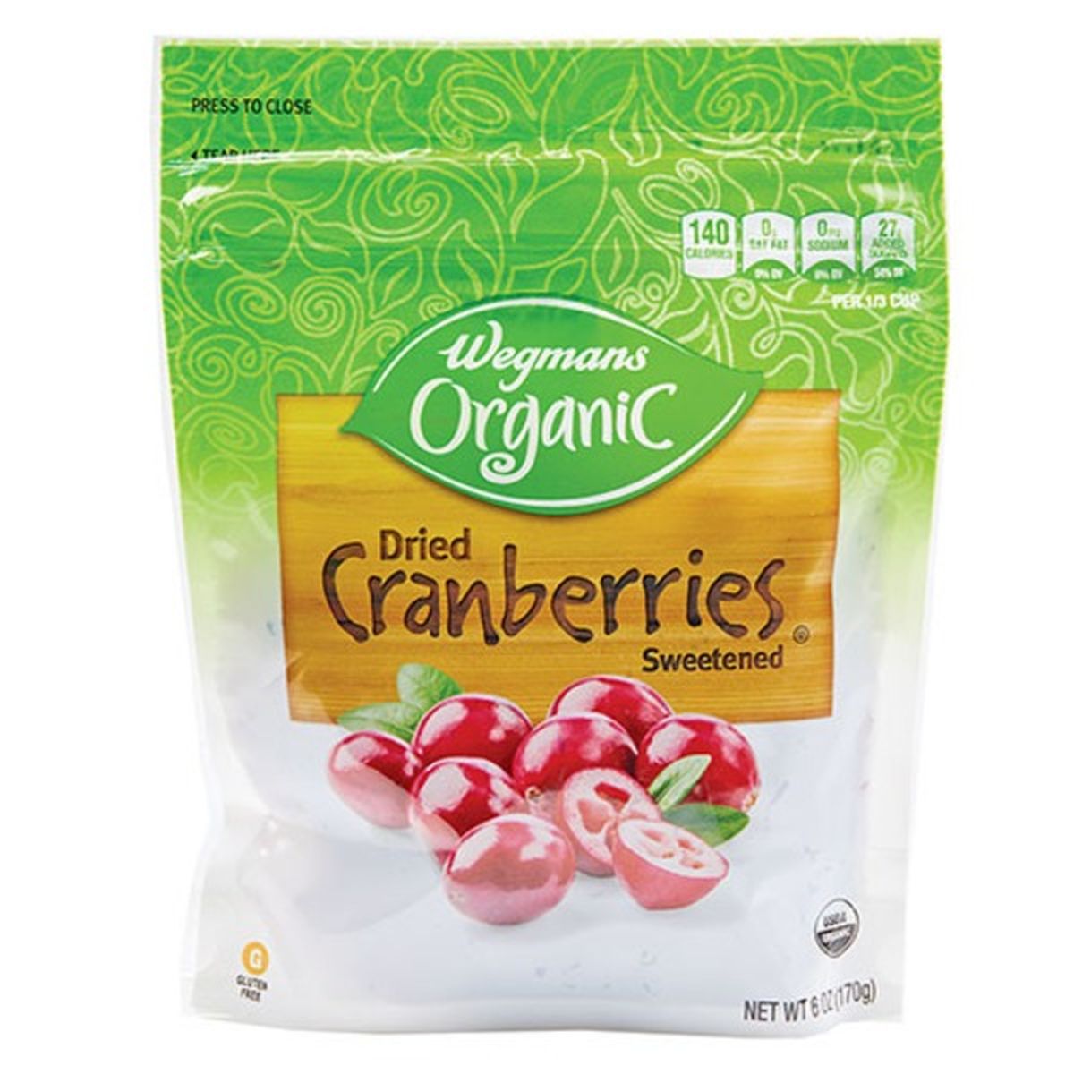 Calories in Wegmans Organic Sweetened Dried Cranberries