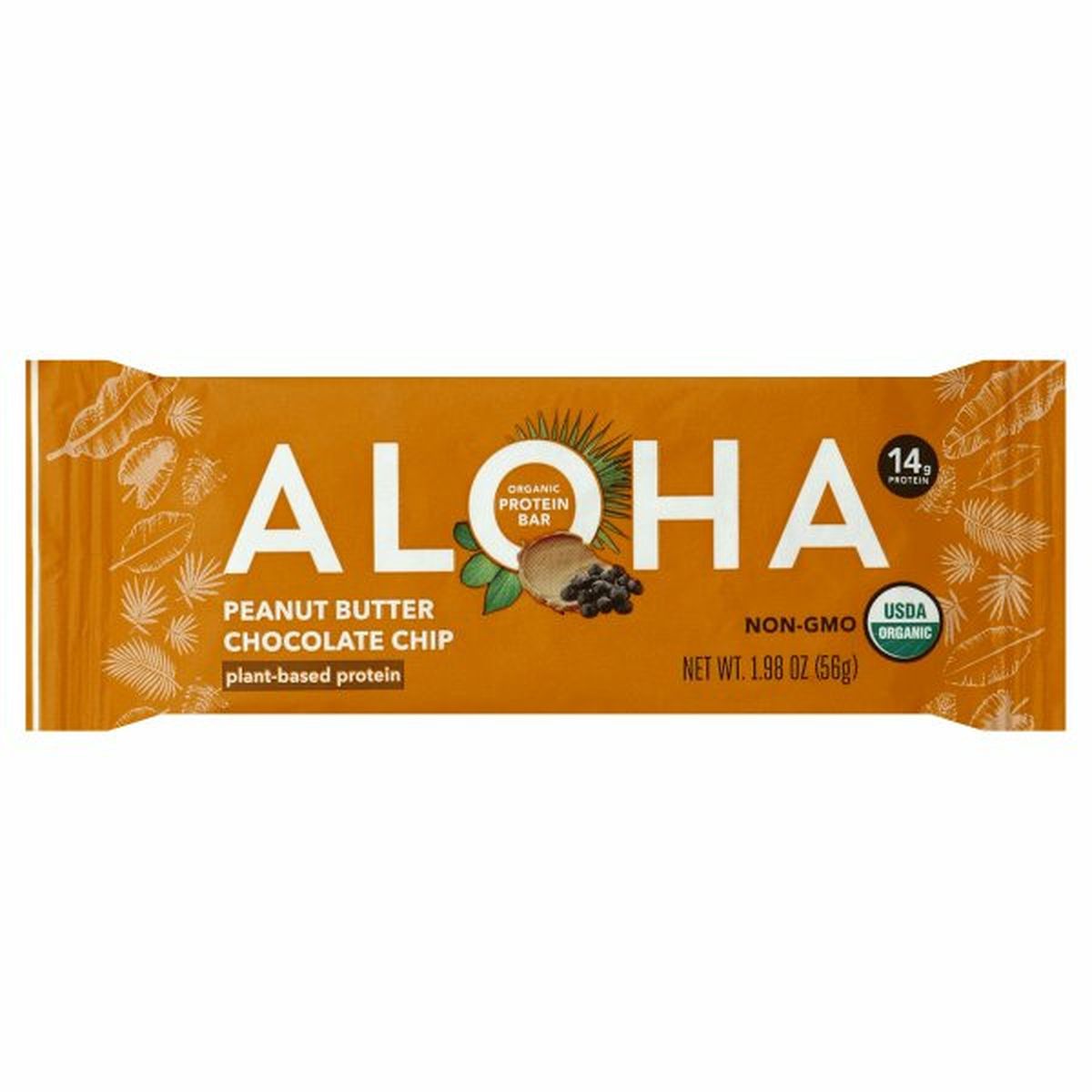 Calories in Aloha Protein Bar, Organic, Peanut Butter Chocolate Chip