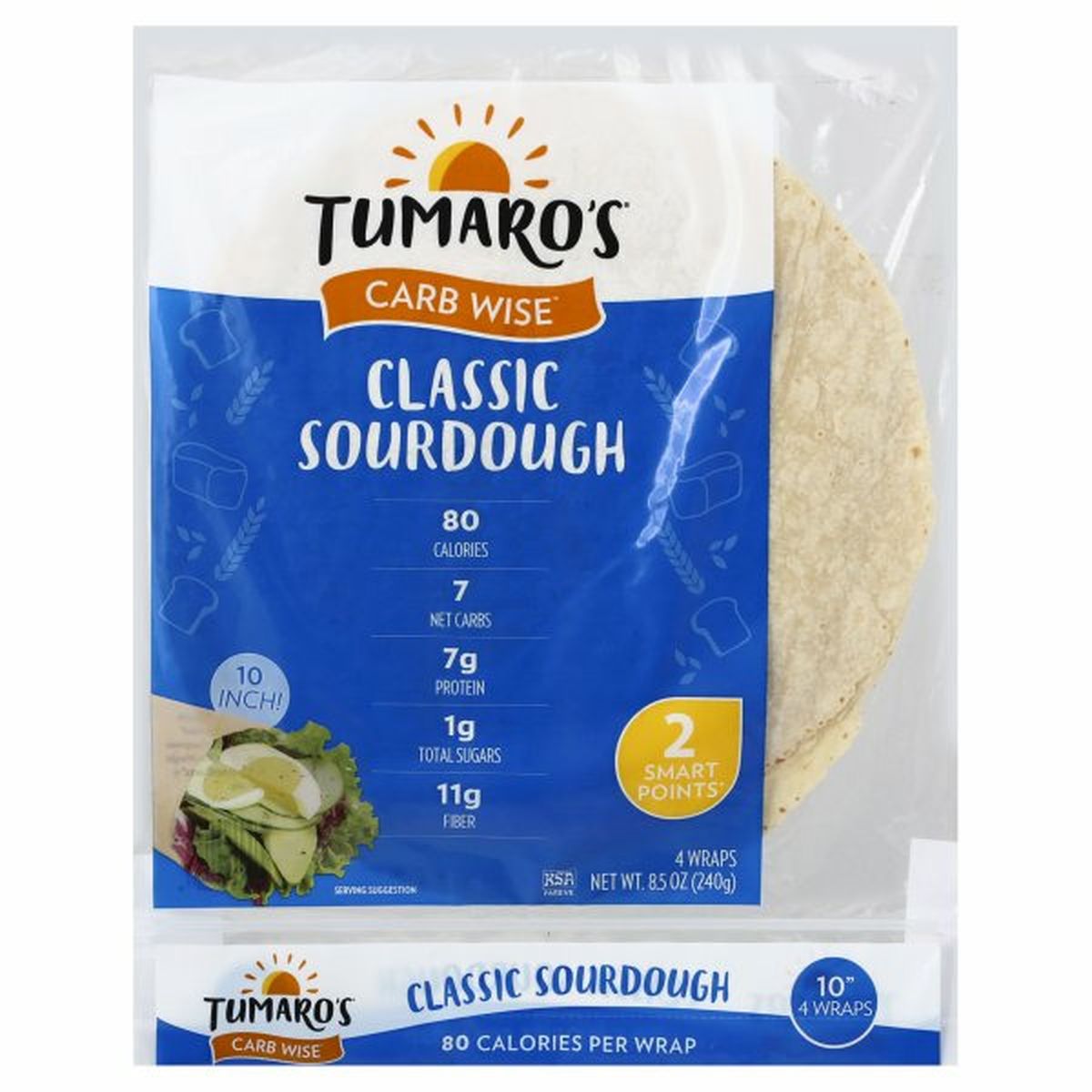 Calories in Tumaros Carb Wise Wraps, Classic Sourdough