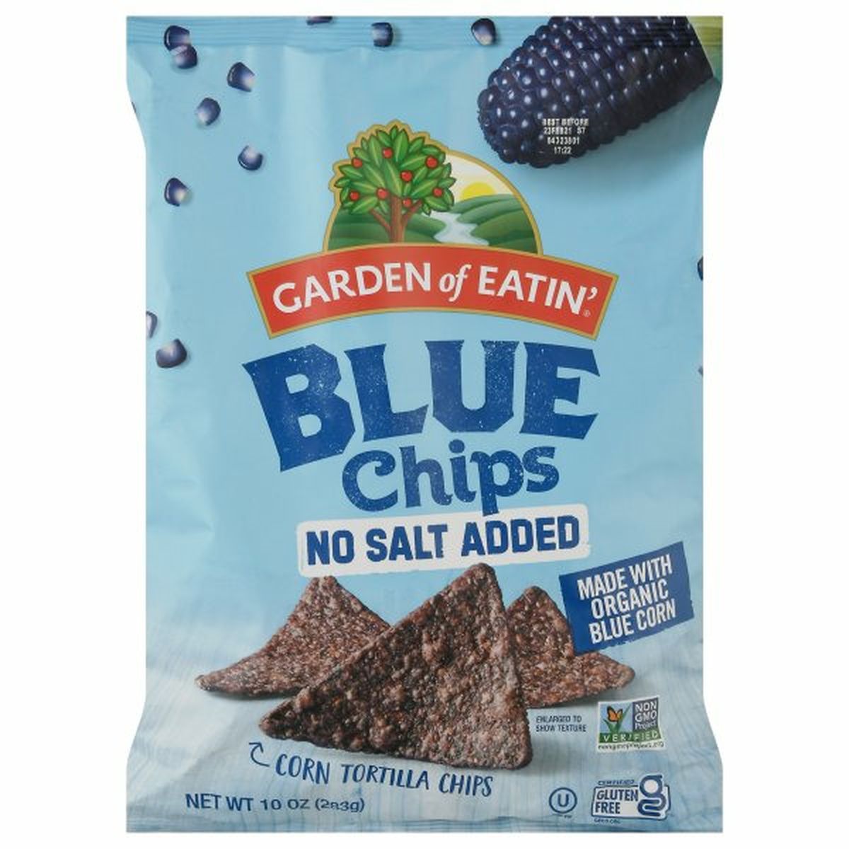 Calories in Garden of Eatin' Blue Chips, No Salt Added