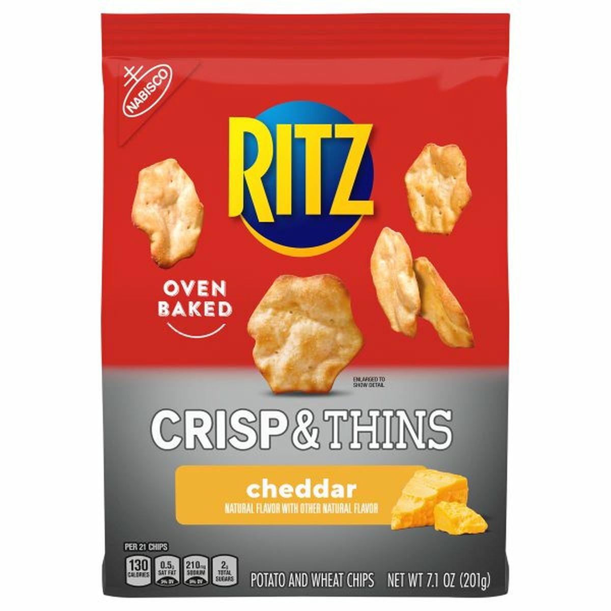 Calories in Ritz Potato and Wheat Chips, Cheddar, Crisp & Thins