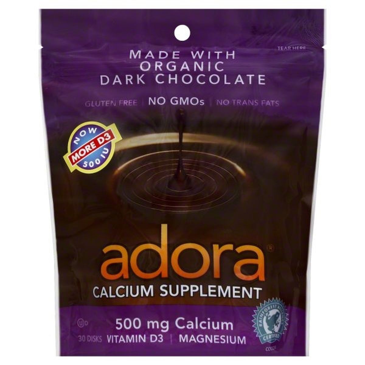 Calories in Adora Calcium Supplement, Dark Chocolate