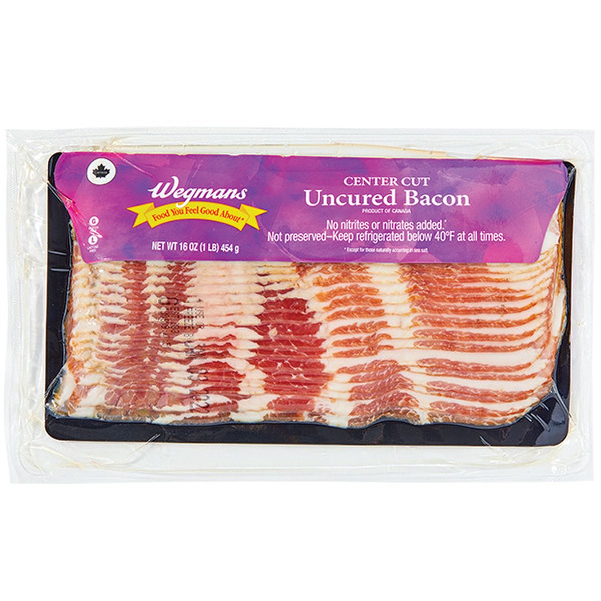 Calories in Wegmans Center Cut Uncured Bacon