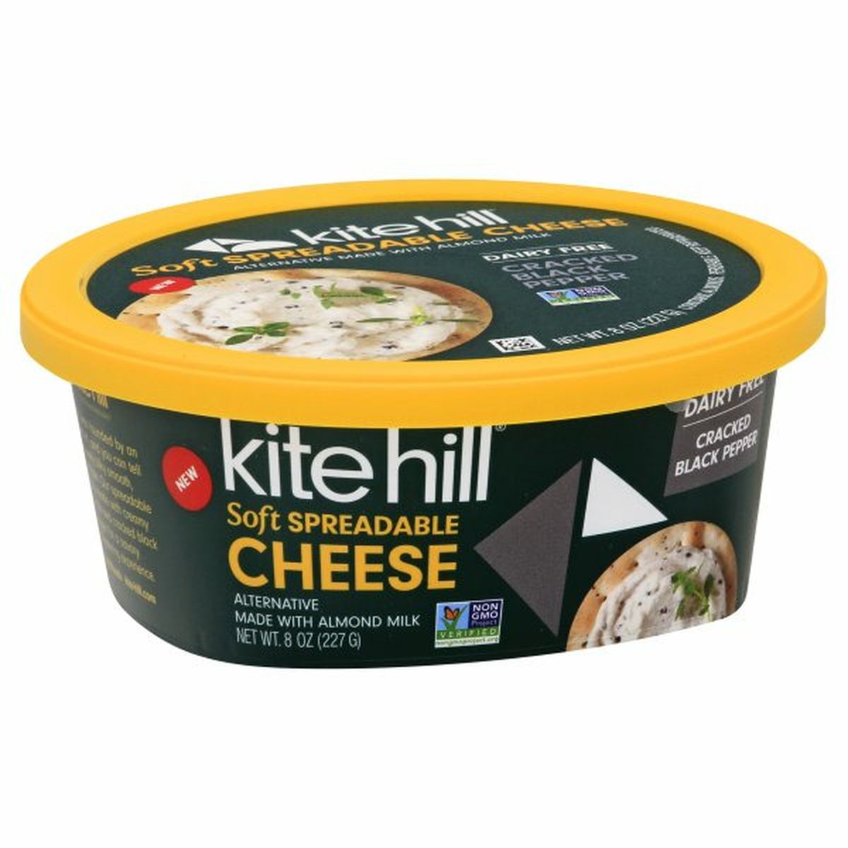 Calories in Kite Hill Cheese, Soft, Spreadable, Cracked Black Pepper, Dairy Free