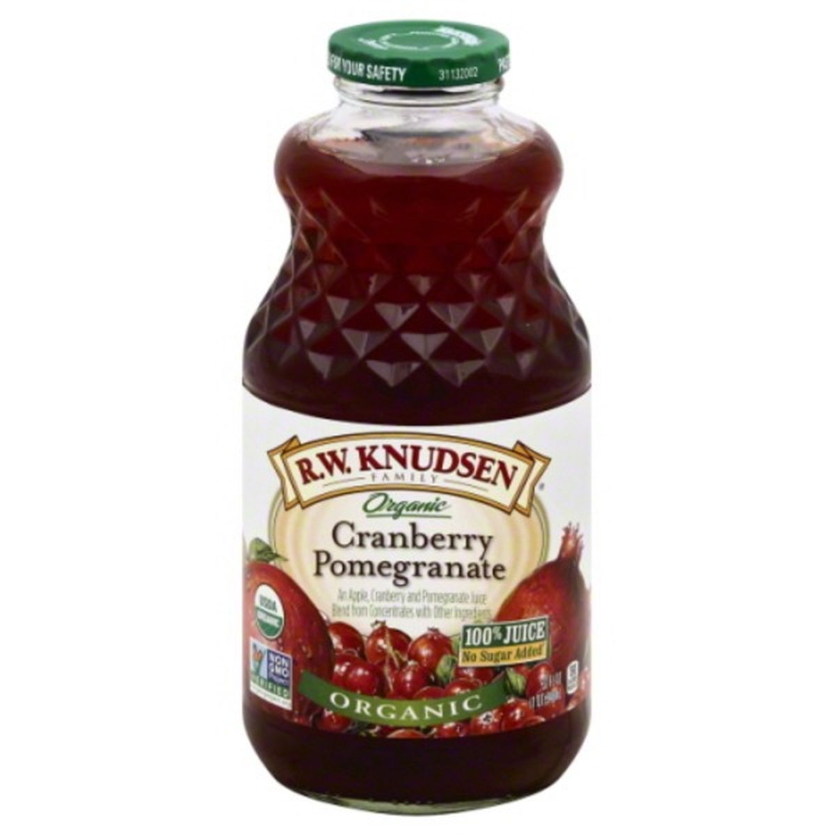 Calories in RW Knudsen Organic 100% Juice, Organic, Cranberry Pomegranate