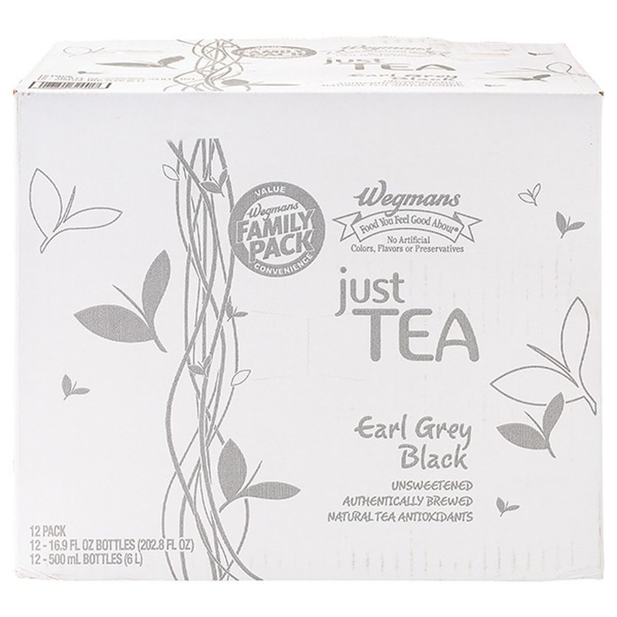Calories in Wegmans Just Tea Tea, Earl Grey Black, 12 Pack, FAMILY PACK
