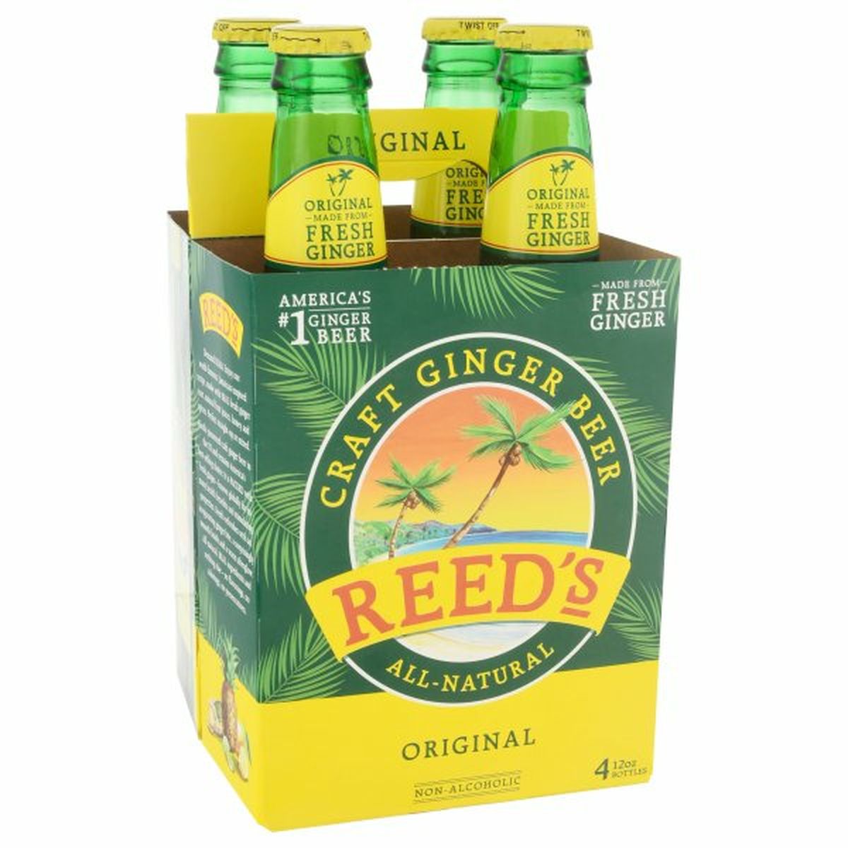 Calories in Reed's Inc. Craft Ginger Beer, All-Natural, Original, 4 Pack