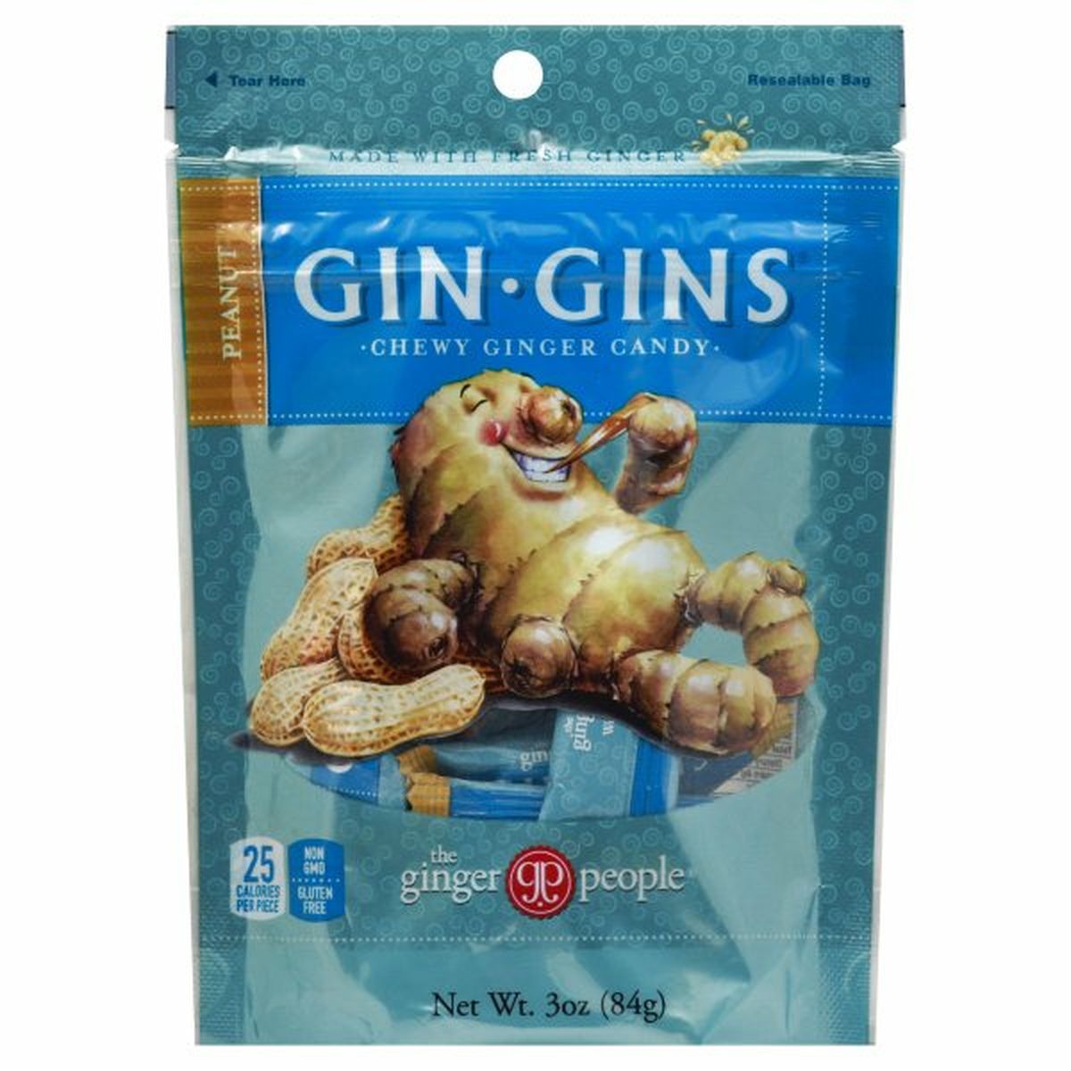 Calories in The Ginger People Gin Gins Ginger Candy, Chewy, Peanut