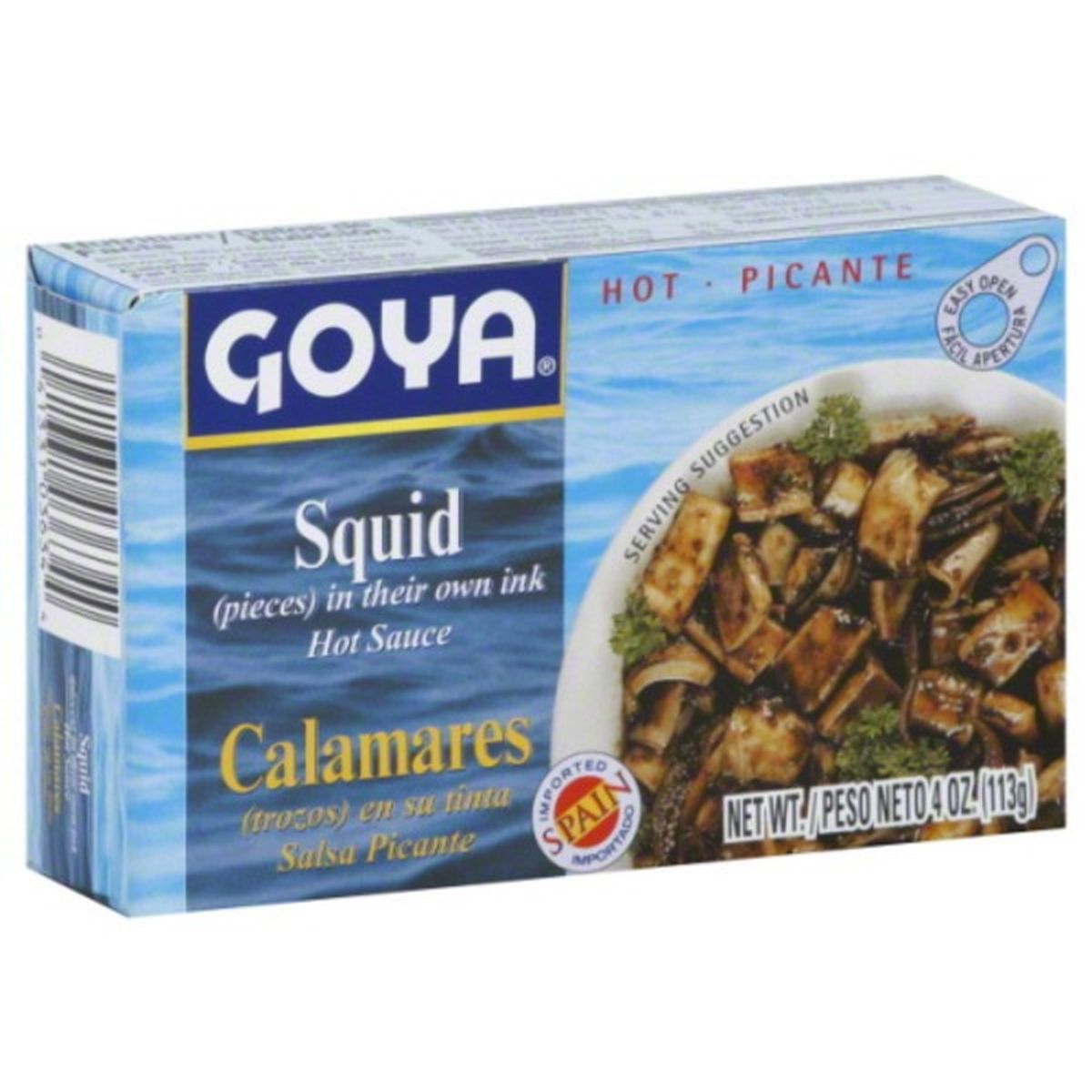 Calories in Goya Squid, Pieces, in their Own Ink, Hot Sauce