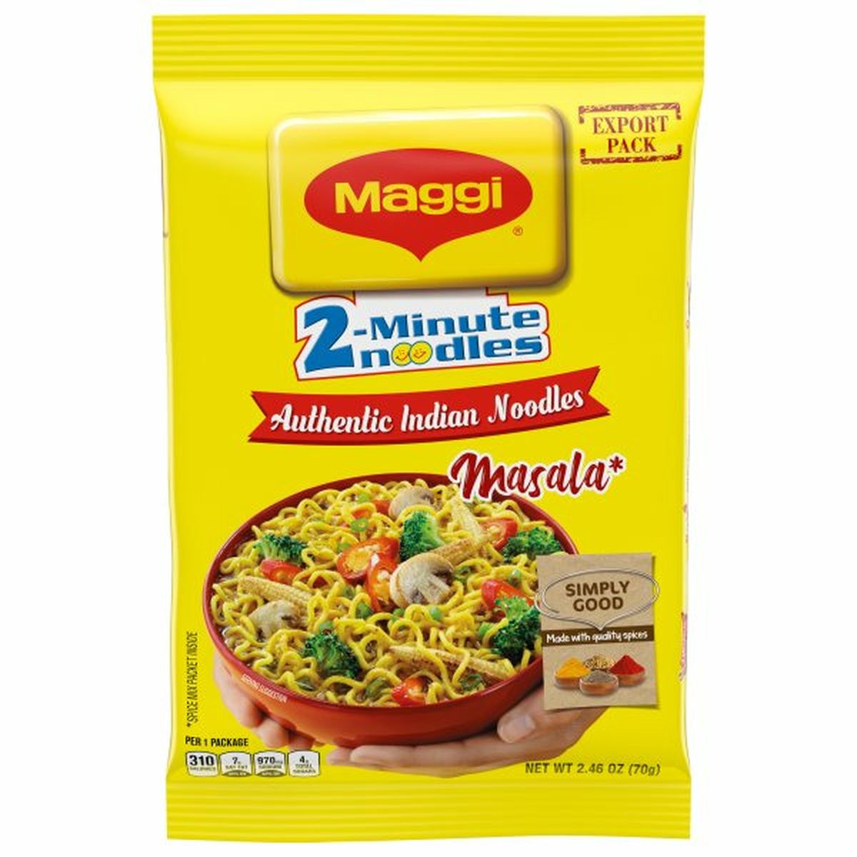 Calories in Maggi Noodles, Masala, 2-Minute, Export Pack
