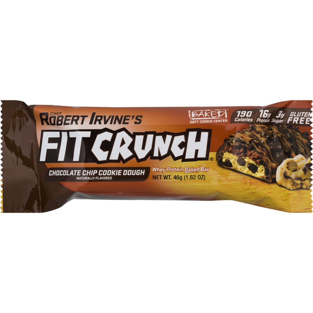 Calories in Fitcrunch Baked Bar, Whey Protein, Gluten Free, Chocolate Chip Cookie Dough