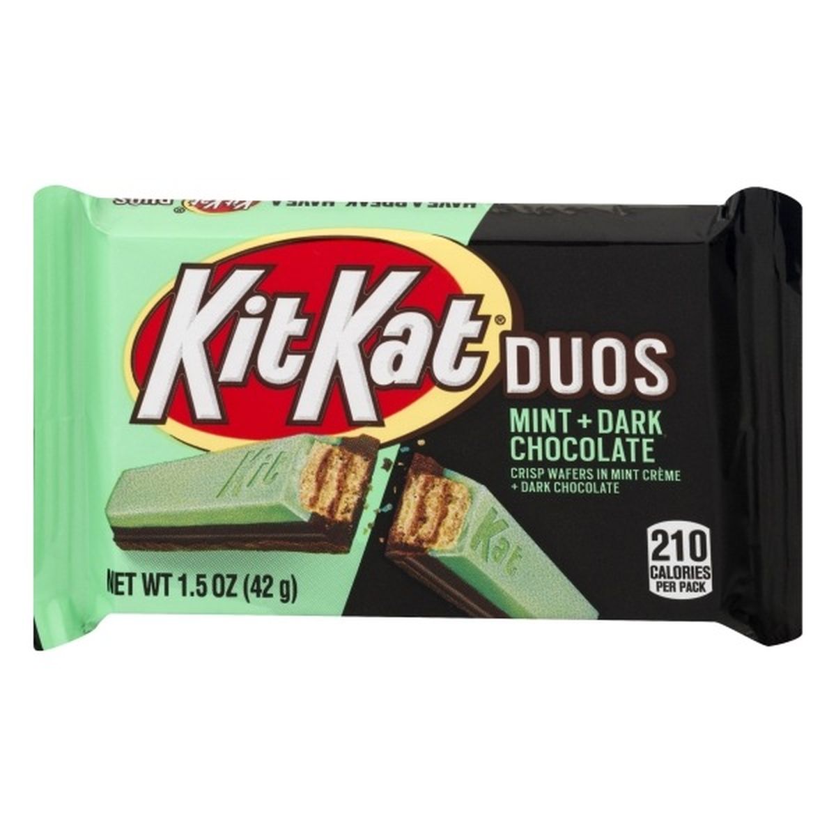 Calories in Kit Kat Chocolate, Mint + Dark, Duos