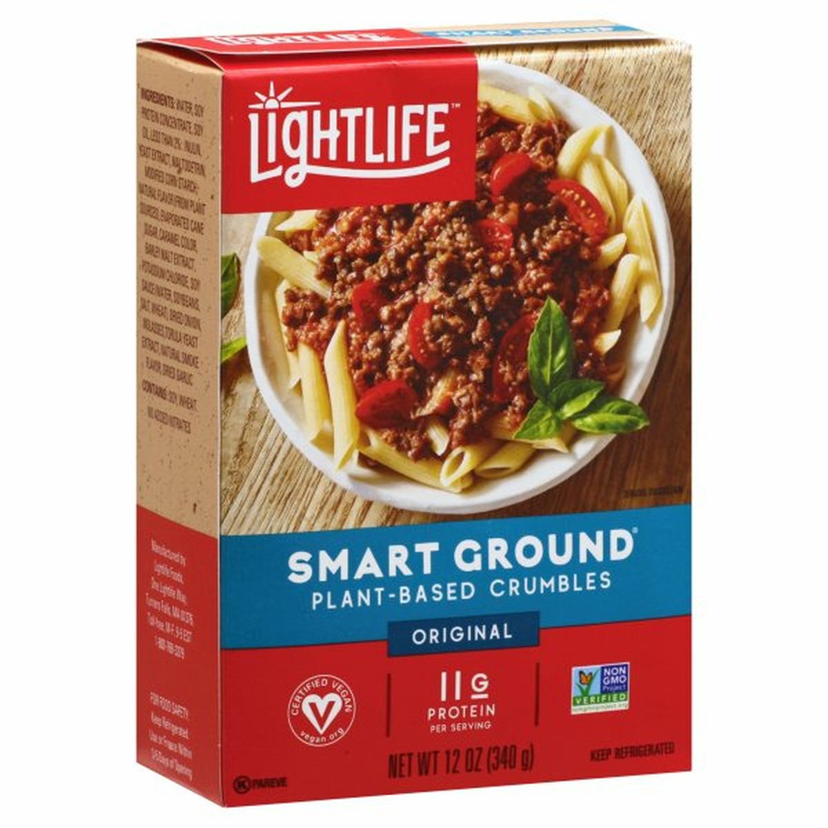 Calories in Lightlife Smart Ground Crumbles, Plant-Based, Original