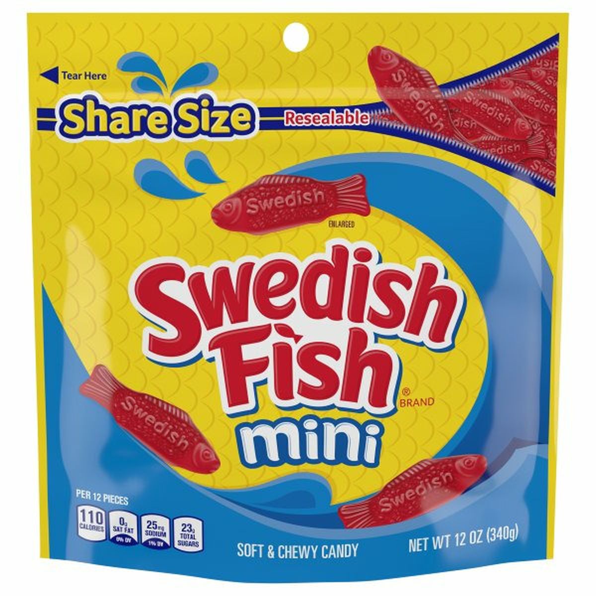 Calories in Swedish Fish Candy, Soft & Chewy, Mini, Share Size