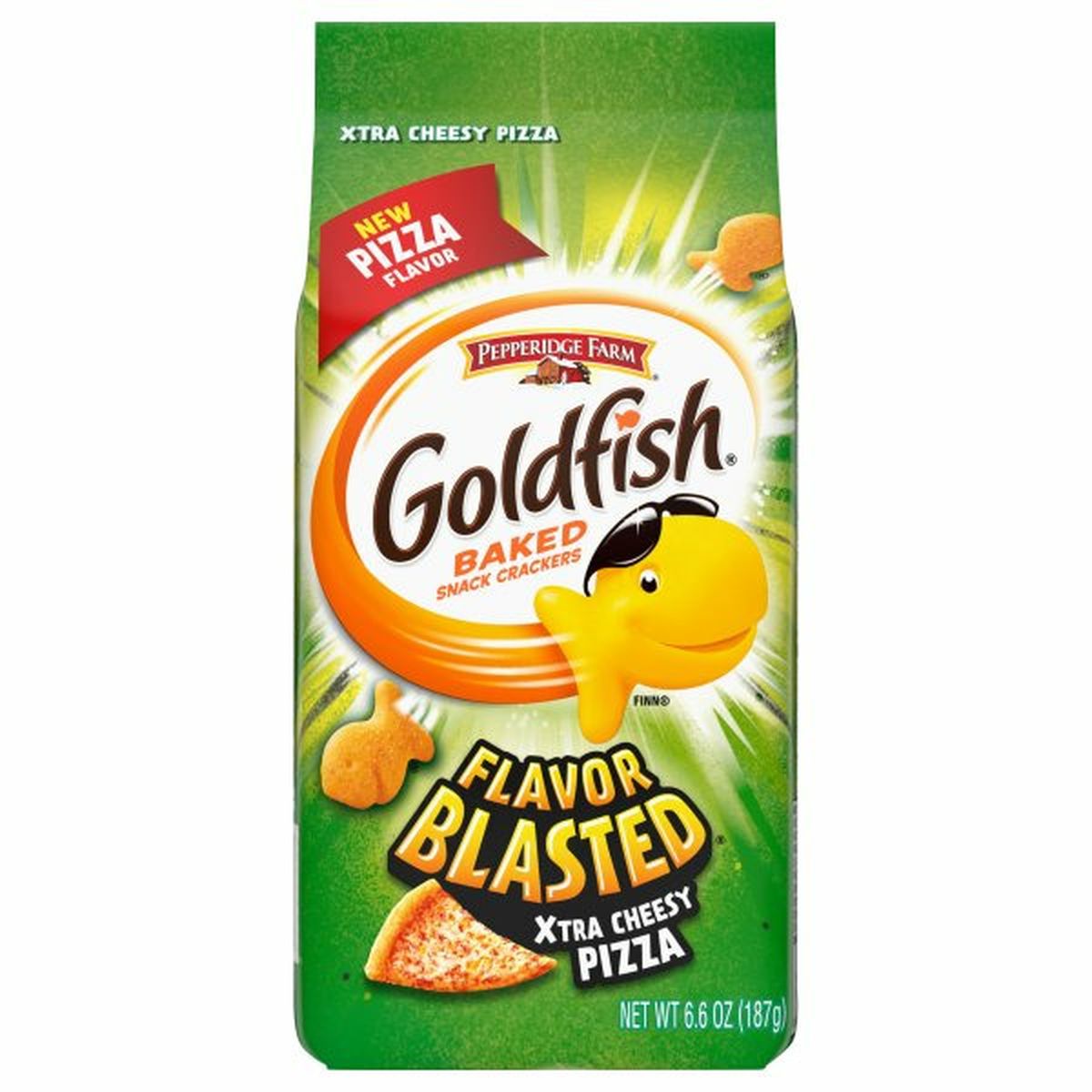 Calories in Pepperidge Farms  Goldfishs Flavor Blasteds Flavor Blasted Snack Crackers, Xtra Cheesy Pizza, Baked