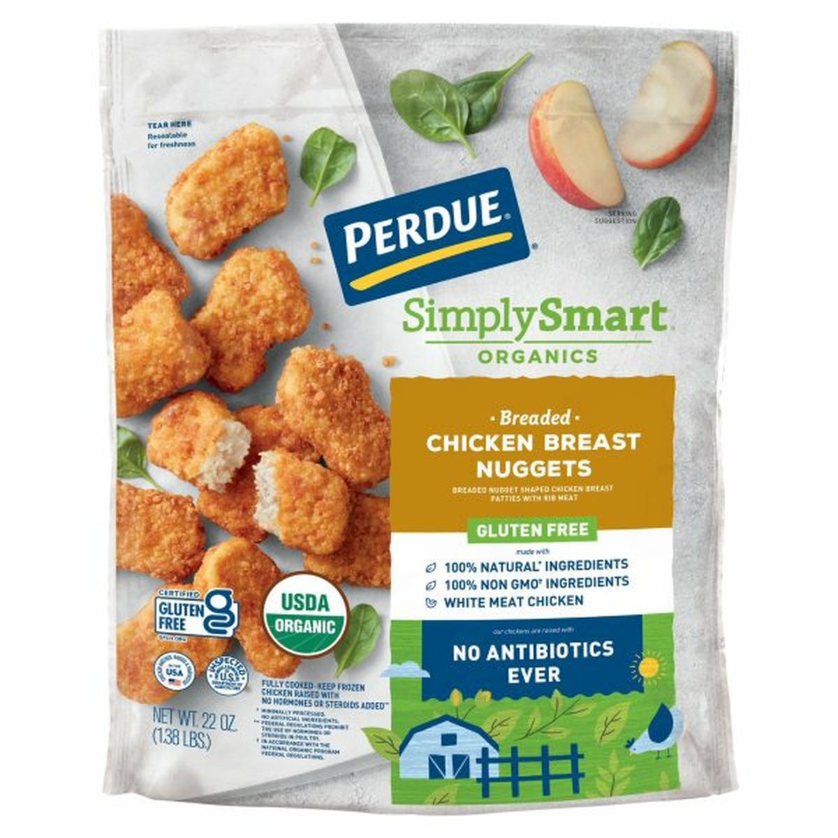 Calories in Perdue SimplySmart Organics Nuggets, Chicken Breast, Breaded